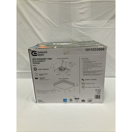 Commercial Electric 80/110 CFM Bathroom Exhaust Fan LED Light Humidity Sensing - Long Island Liquidation
