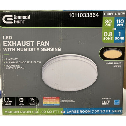 Commercial Electric 80/110 CFM Ceiling Mount Room Side Installation Round - Long Island Liquidation