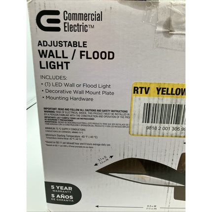 Commercial Electric Selectable CCT Integrated LED Arch Wall Flood Light Bronze - Long Island Liquidation