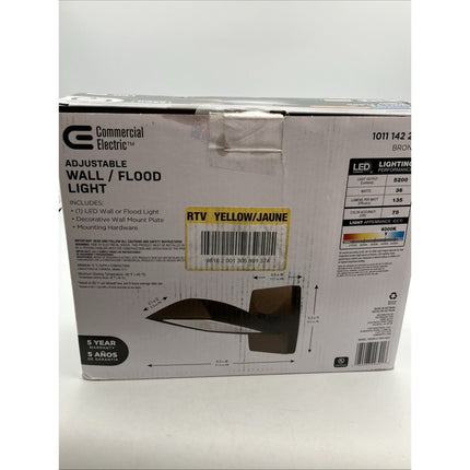 Commercial Electric Selectable CCT Integrated LED Arch Wall Flood Light Bronze - Long Island Liquidation