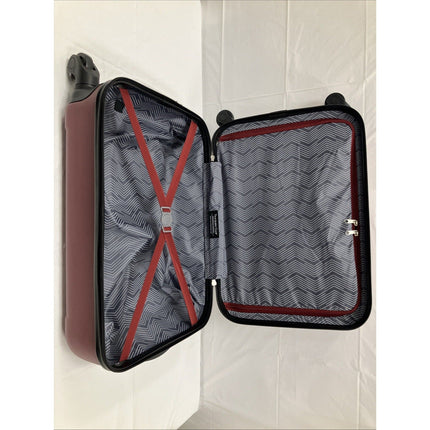 Cosmo 20 - in Hardside Carry - On Spinner Luggage, Rhubarb Red, Traveler's Club - Long Island Liquidation