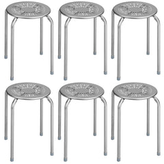Costway 6 - Pack Steel Stack Stools, 17.5 - Inch Height Portable Stackable Backless School Stools - Long Island Liquidation