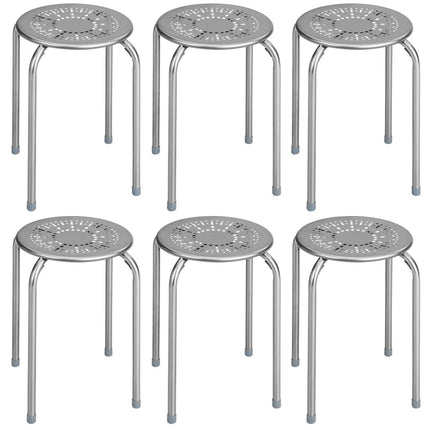 Costway 6 - Pack Steel Stack Stools, 17.5 - Inch Height Portable Stackable Backless School Stools - Long Island Liquidation
