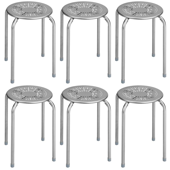 Costway 6 - Pack Steel Stack Stools, 17.5 - Inch Height Portable Stackable Backless School Stools - Long Island Liquidation