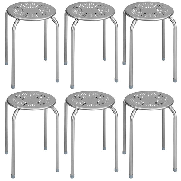 Costway 6 - Pack Steel Stack Stools, 17.5 - Inch Height Portable Stackable Backless School Stools - Long Island Liquidation