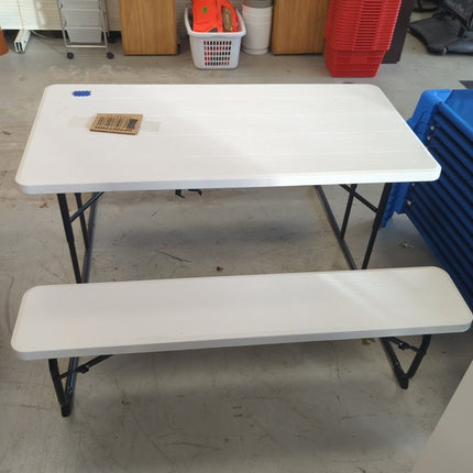 Costway Folding Metal Picnic Table Set, White - Long Island Liquidation
