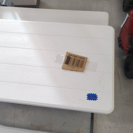 Costway Folding Metal Picnic Table Set, White - Long Island Liquidation