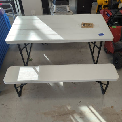 Costway Folding Metal Picnic Table Set, White - Long Island Liquidation