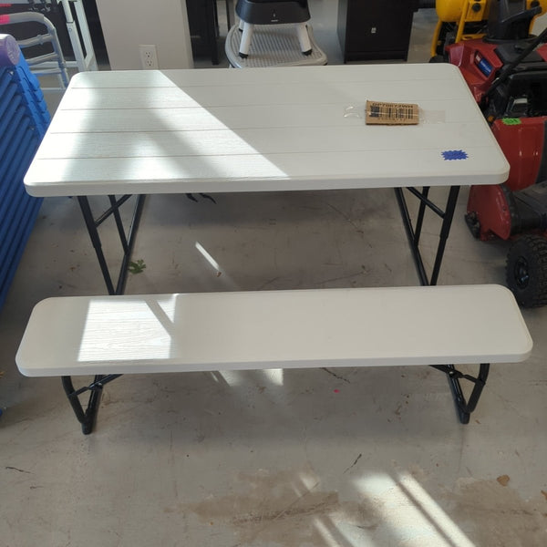 Costway Folding Metal Picnic Table Set, White - Long Island Liquidation