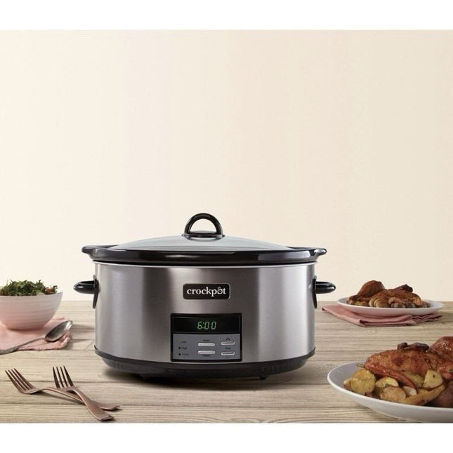 Crock - Pot 8qt Programmable Slow Cooker Black Stainless Removable Stoneware - Long Island Liquidation