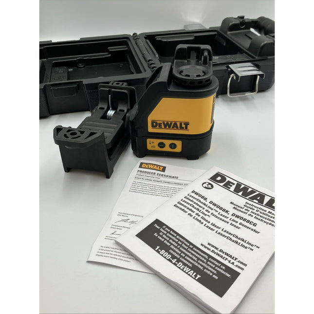 DeWalt DW088CG Cross Line Laser Level Green Beam Self - Leveling Tool with Mount - Long Island Liquidation