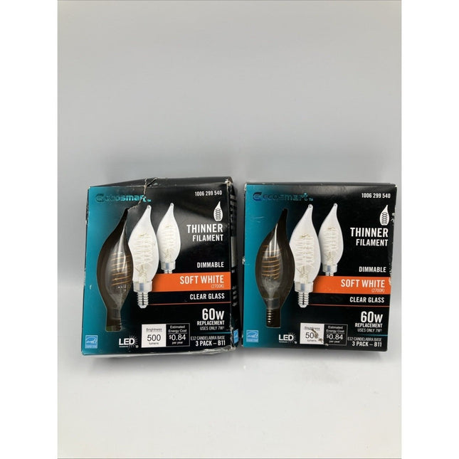 EcoSmart 60 - Watt Equivalent BA11 Dimmable E12 Light Bulb Soft White (2) - Long Island Liquidation