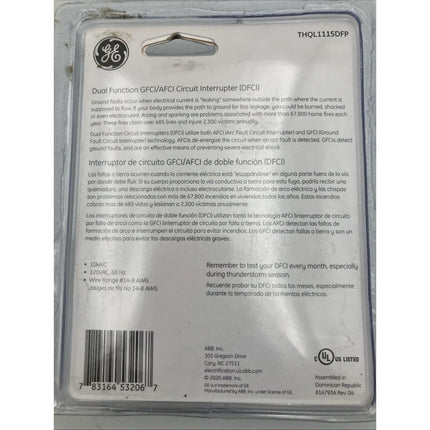 GE 15A Single Pole Dual Function GFCI AFCI Ground Fault Combination THQL1115DFP - Long Island Liquidation