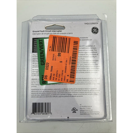 GE THQL1120GFTP 20A 1 - Pole Ground Fault Breaker with Self - Test GFCI Breaker - Long Island Liquidation
