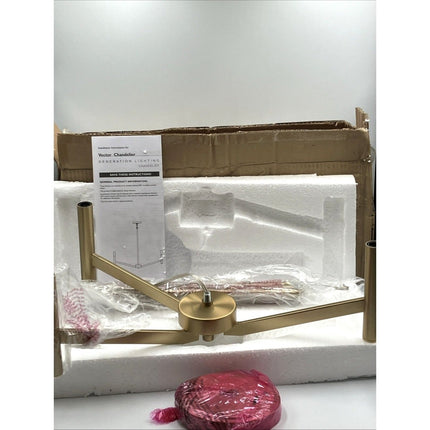 generation lighting chandelier Vector 3 - light Satin Brass Hanging - Long Island Liquidation