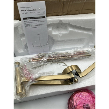 generation lighting chandelier Vector 3 - light Satin Brass Hanging - Long Island Liquidation