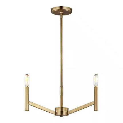 generation lighting chandelier Vector 3 - light Satin Brass Hanging - Long Island Liquidation