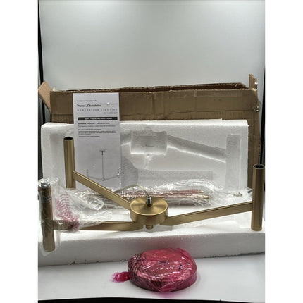 generation lighting chandelier Vector 3 - light Satin Brass Hanging - Long Island Liquidation