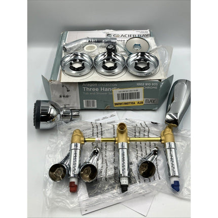 Glacier Bay Aragon 3 - Handle 1 - Spray Tub and Shower Faucet Chrome Valve C2 - Long Island Liquidation