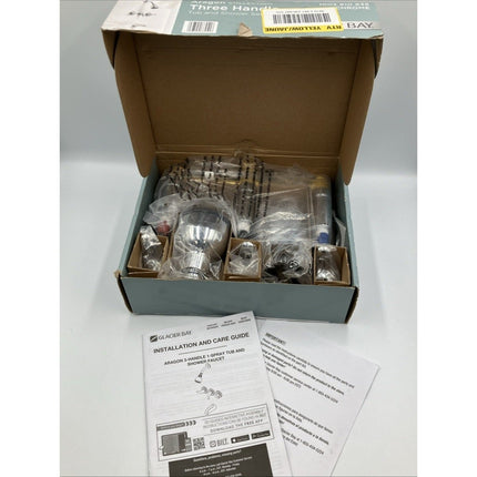 Glacier Bay Aragon 3 - Handle 1 - Spray Tub and Shower Faucet Chrome Valve C2 - Long Island Liquidation