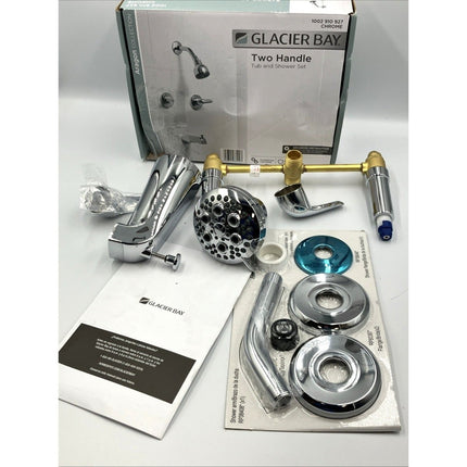 Glacier Bay Aragon Double Handle 1 - Spray Tub & Shower Faucet 1.8 GPM in Chrome - Long Island Liquidation