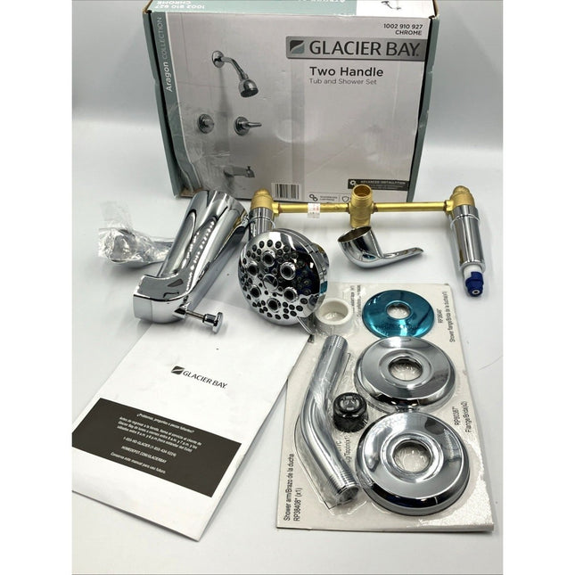 Glacier Bay Aragon Double Handle 1 - Spray Tub & Shower Faucet 1.8 GPM in Chrome - Long Island Liquidation