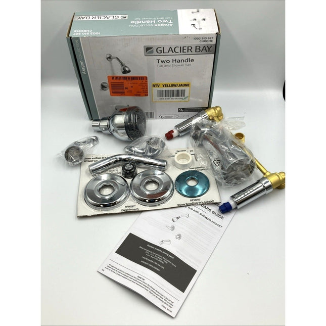 Glacier Bay Aragon Two - Handle Tub and Shower Faucet 1.8 GPM in Chrome - Long Island Liquidation