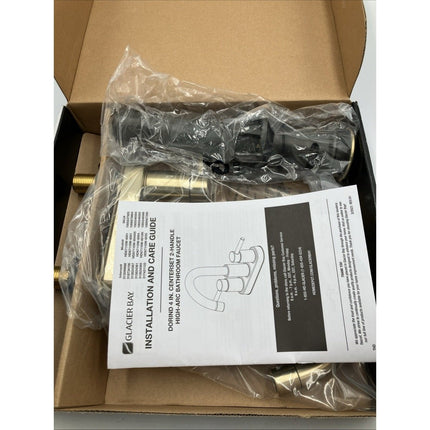 Glacier Bay Dorind 4" Centerset 2 - Handle High - Arc Bathroom Faucet, Matte Gold - Long Island Liquidation