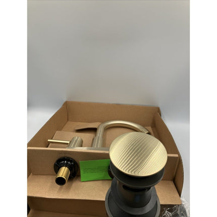 Glacier Bay Dorind 4" Centerset 2 - Handle High - Arc Bathroom Faucet, Matte Gold - Long Island Liquidation