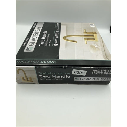 Glacier Bay Dorind 4" Centerset 2 - Handle High - Arc Bathroom Faucet, Matte Gold - Long Island Liquidation