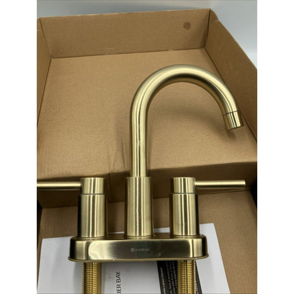 Glacier Bay Dorind 4" Centerset 2 - Handle High - Arc Bathroom Faucet, Matte Gold - Long Island Liquidation
