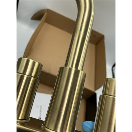 Glacier Bay Dorind 4" Centerset 2 - Handle High - Arc Bathroom Faucet, Matte Gold - Long Island Liquidation