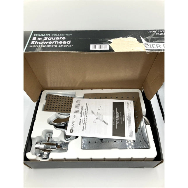 Glacier Bay Modern 1 - Spray Dual Wall Mount Fixed and Handheld Shower Head Chrome - Long Island Liquidation