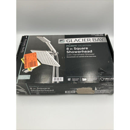 Glacier Bay Modern 1 - Spray Dual Wall Mount Fixed and Handheld Shower Head Chrome - Long Island Liquidation