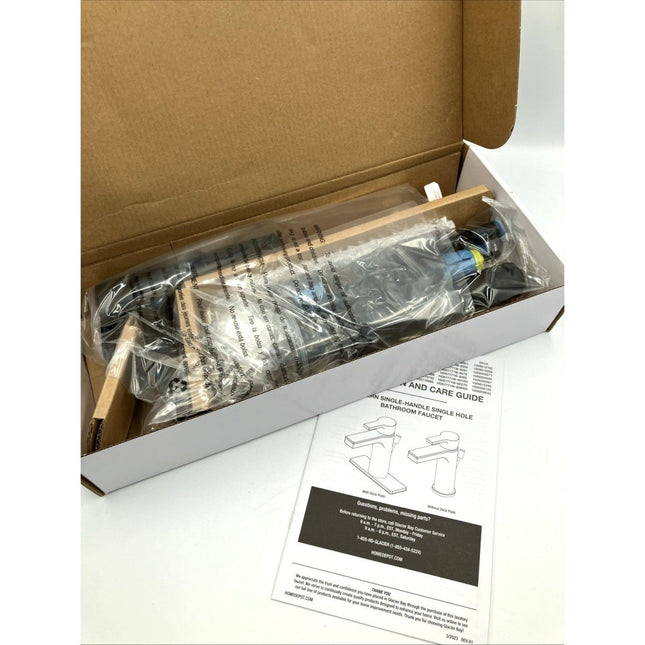 Glacier Bay Modern Single - Handle Single Hole Bathroom Faucet in Matte Black - Long Island Liquidation