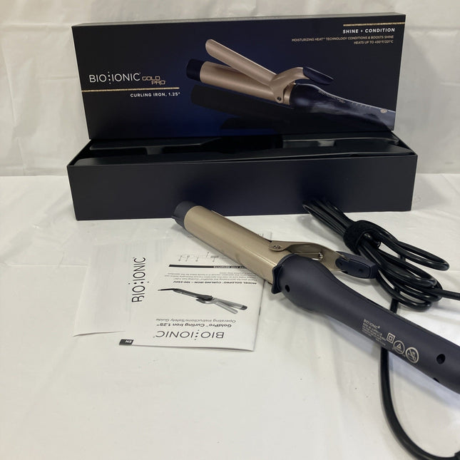 Gold Pro Curling Iron by Bio Ionic for Women - 1.25 In. Curling Iron - Long Island Liquidation