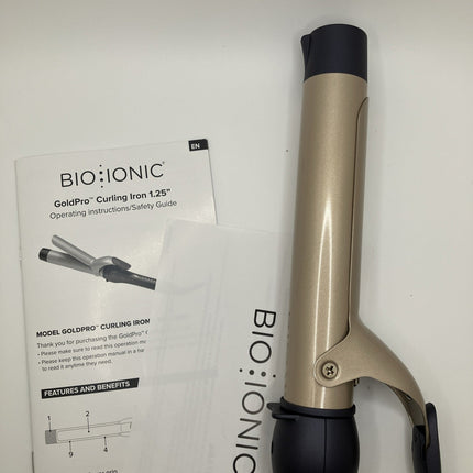 Gold Pro Curling Iron by Bio Ionic for Women - 1.25 Inch Curling Iron - Long Island Liquidation