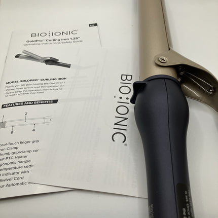 Gold Pro Curling Iron by Bio Ionic for Women - 1.25 Inch Curling Iron - Long Island Liquidation