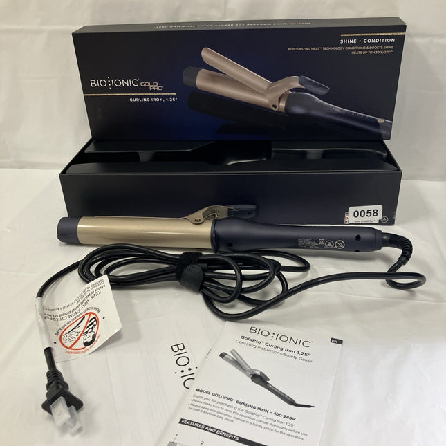Gold Pro Curling Iron by Bio Ionic for Women - 1.25 Inch Curling Iron - Long Island Liquidation