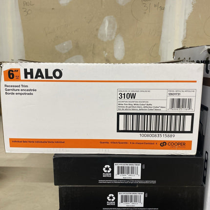 Halo 310 Series 6 in. White Recessed Ceiling Light Fixture Trim with (6packs) - Long Island Liquidation