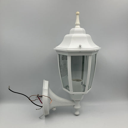 HAMPTON BAY 14.37 in. White Dusk to Dawn Decorative Outdoor Wall Lantern Sconce - Long Island Liquidation