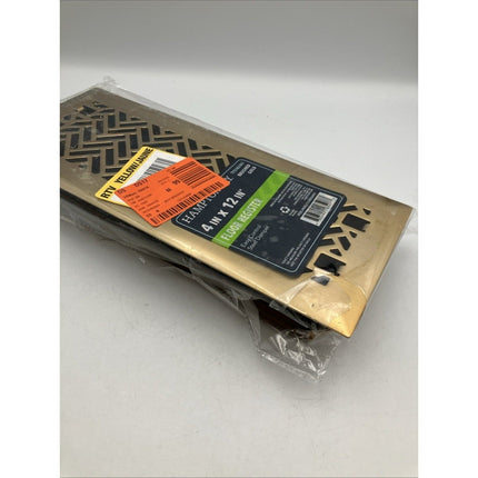 Hampton Bay Interwoven 4 in. x 12 in. Steel Floor Register in Brushed Gold - Long Island Liquidation