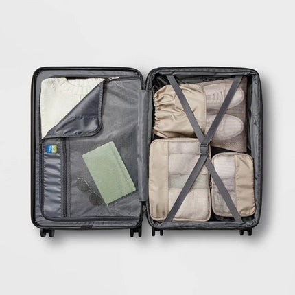 Hardside Medium Checked Suitcase Pink - Open Story - Long Island Liquidation