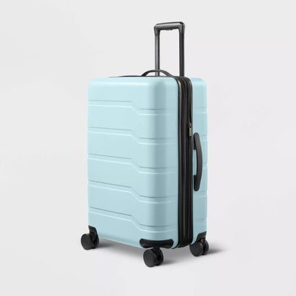 Hardside Medium Checked Suitcase Pink - Open Story - Long Island Liquidation