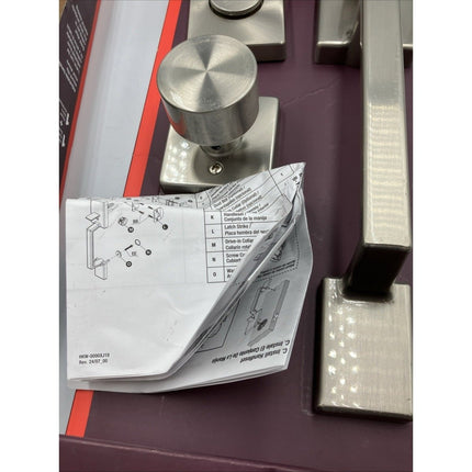 HDC Bleecker Satin Nickel Door Handleset with Ridgeway Interior Knob - Long Island Liquidation