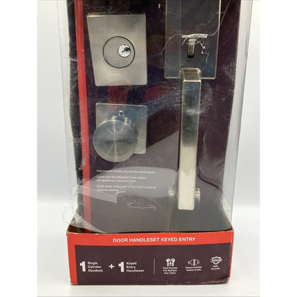HDC Bleecker Satin Nickel Door Handleset with Ridgeway Interior Knob - Long Island Liquidation