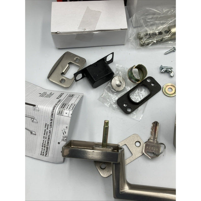 Home Decorators Bleecker Satin Nickel Door Handleset with Ridgeway Interior Knob - Long Island Liquidation