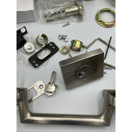Home Decorators Bleecker Satin Nickel Door Handleset with Ridgeway Interior Knob - Long Island Liquidation