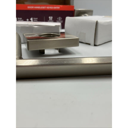 Home Decorators Bleecker Satin Nickel Door Handleset with Ridgeway Interior Knob - Long Island Liquidation