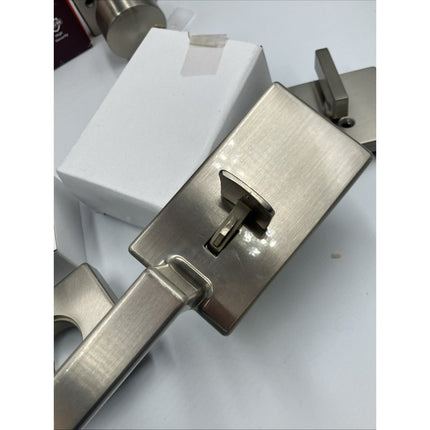 Home Decorators Bleecker Satin Nickel Door Handleset with Ridgeway Interior Knob - Long Island Liquidation